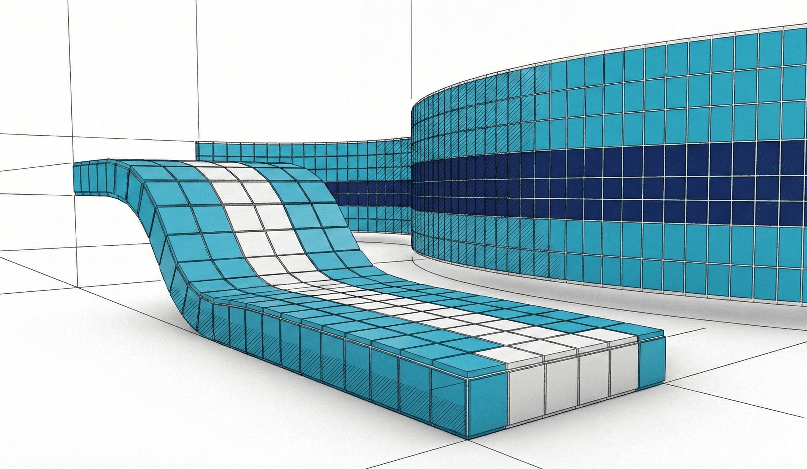 Ceramic Tile Mixed Fluid Forms Installation